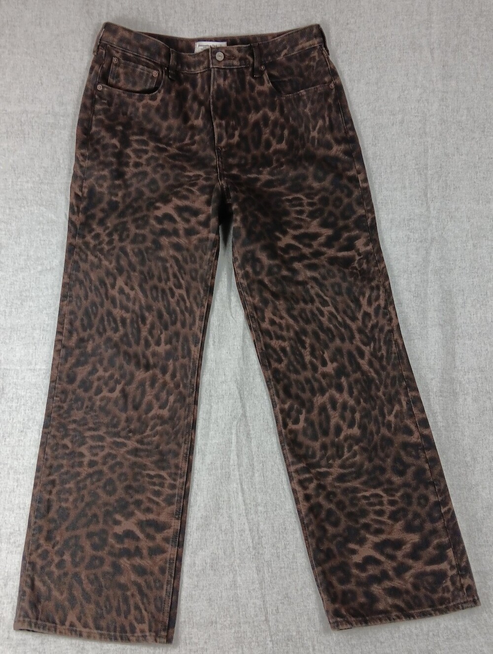 Abercrombie & Fitch Brown Leopard-Print Wide Leg Jeans